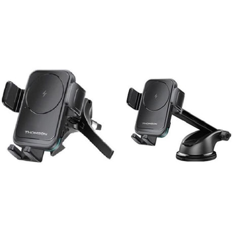 Porte téléphone THOMSON avec chargeur a induction 15W - Deux systemes de fixation: ventouse et grille d'aération