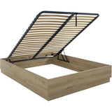 Lit coffre - TIDY - 140 x 190 cm - Chene / Ecru - Sommier inclus - GAMI