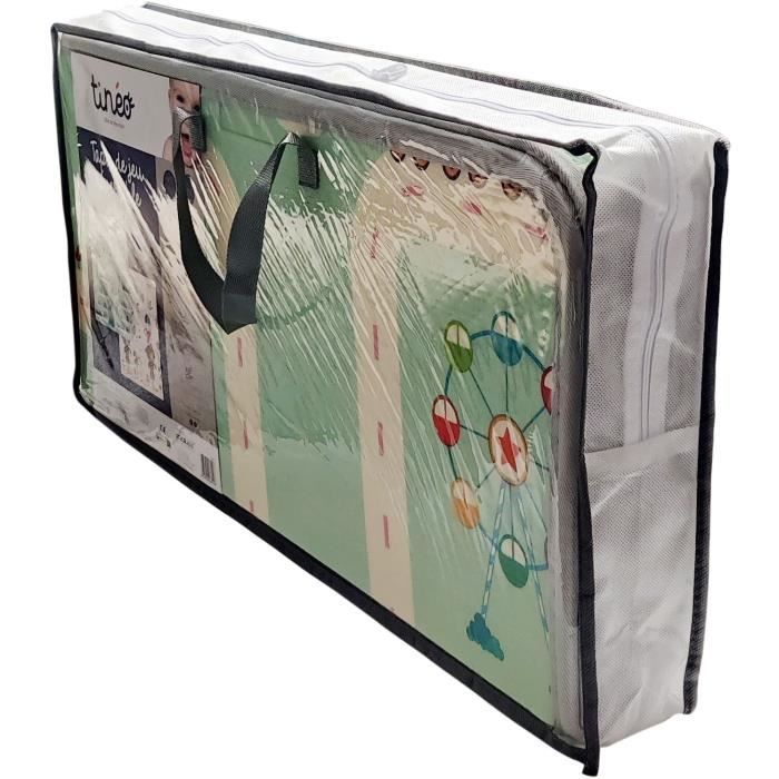 Maxi tapis d'éveil réversible - TINEO - 150 x 180 cm - Facade animaux / Circuit de voitures