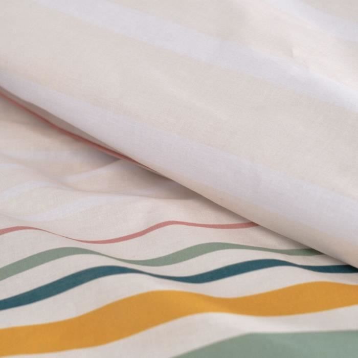 Parure de lit - TODAY - Sunshine - 11.23 imprimé rayé - 2 personnes - 220 x 240 cm - 100% Coton 57 fils