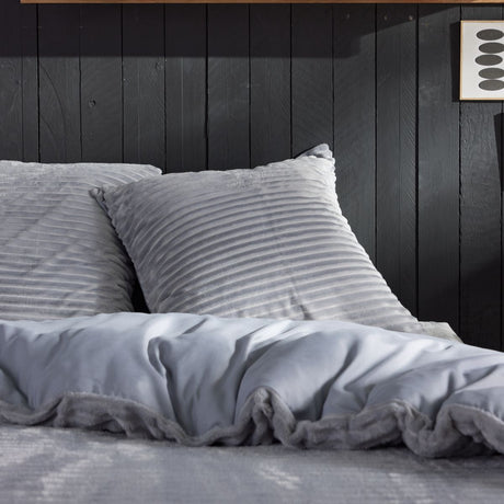 Parure de lit - TODAY - Cotelé - 2 personnes - 220 x 240 cm - Gris uni