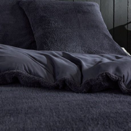 Parure de lit - TODAY - Teddy - 2 personnes - 220 x 240 cm - Gris anthracite uni