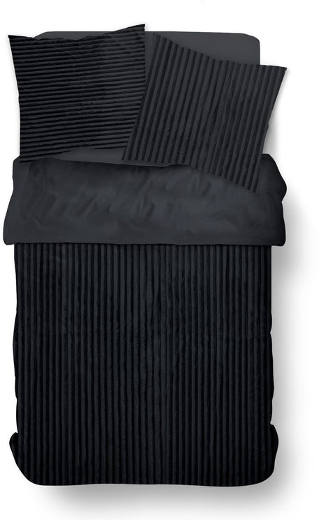 Parure de lit - TODAY - Cotelé - 2 personnes - 220 x 240 cm - Gris anthracite uni
