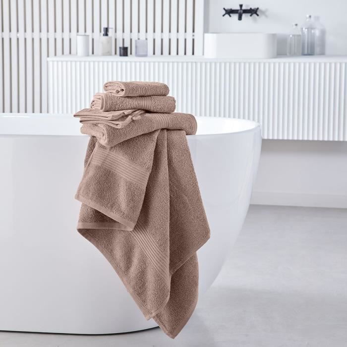 TODAY Essential - Lot de 2 Serviettes de Toilette - 50 x 90 cm - 100 % Coton - Rose Des Sables