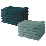 Lot de 10 Serviettes de Toilette - TODAY - 50 x 90 cm - 100% Coton - 5 Paon, 5 Celadon