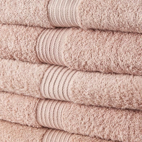 TODAY Essential - Lot de 5 draps de bain - 70 x 130 cm - 100% Coton - Rose