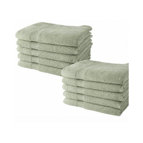 Lot de 10 Serviettes de Toilette - TODAY - 50 x 90 cm - 100 % Coton - Celadon