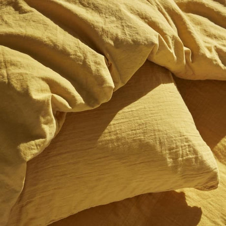 Parure de lit - TODAY - 123333 - 1 personne - 140x200 cm - Gaze de coton unie - Ocre