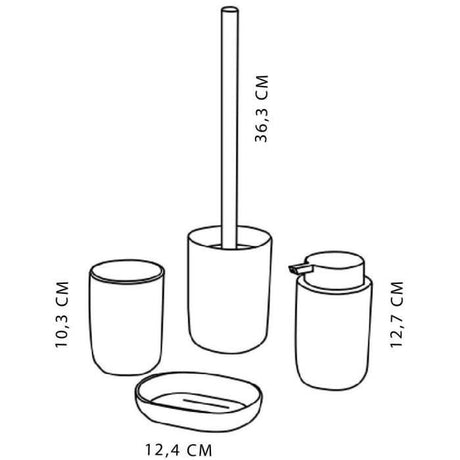 Ensemble de 4 accessoires de SDB - TODAY - UTILITY - Gobelet, distributeur savon, brosse WC - White