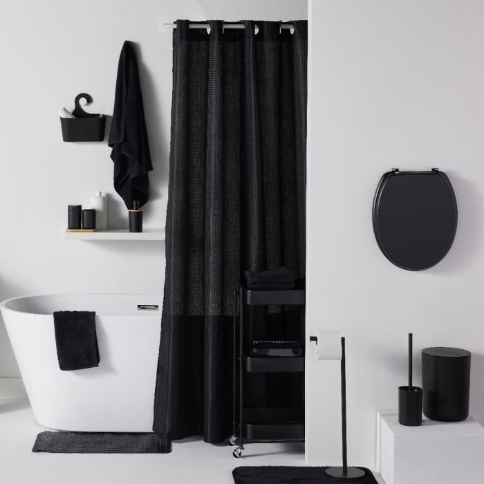 Set de 5 acc SDB - TODAY - UTILITY - Distr de savon, porte-brosse a dents, porte savon, brosse WC, poubelle - Black