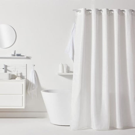 Rideau de douche gauffré - White - Polyester - 180 x 200 cm - 12 crochets - UTILITY - TODAY