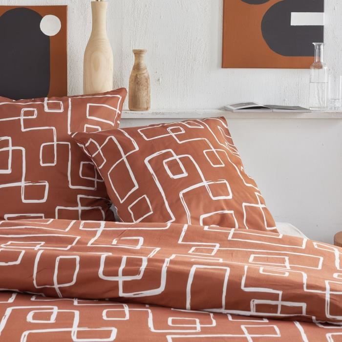 Parure de lit - TODAY Crazy - Imprimé Graphique - 2 personnes - 220 x 240 cm - Orange
