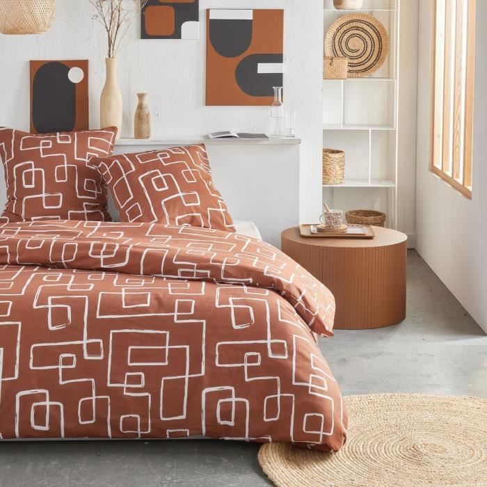 Parure de lit - TODAY Crazy - Imprimé Graphique - 2 personnes - 220 x 240 cm - Orange