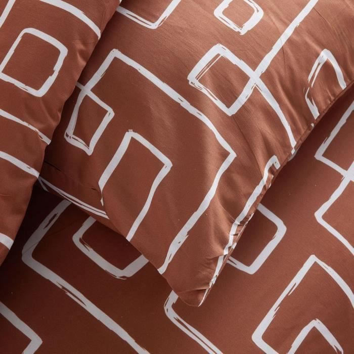 Parure de lit - TODAY Crazy - Imprimé Graphique - 2 personnes - 220 x 240 cm - Orange