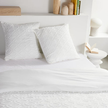 Parure de lit - TODAY - Essential - 2 personnes - 220 x 240 cm - Effet tufté losange blanc