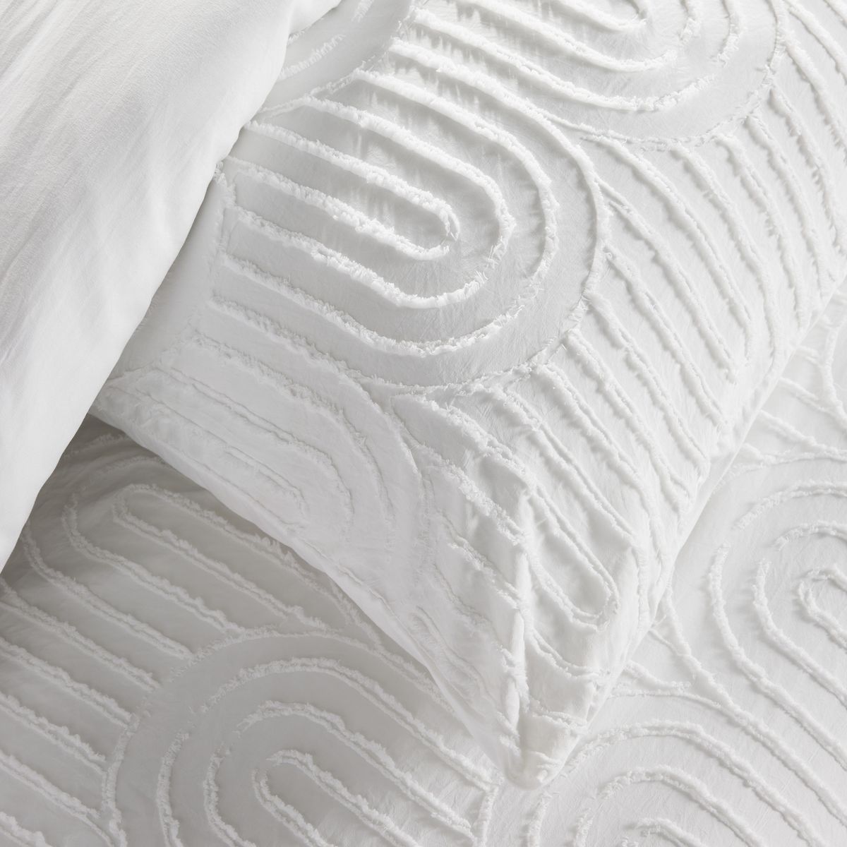Parure de lit - TODAY - Essential - 2 personnes - 220 x 240 cm - Effet tufté graphique blanc