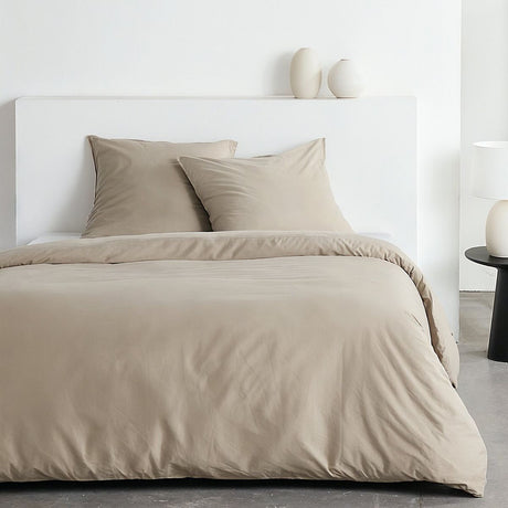 Parure de lit - TODAY - Essential - 2 personnes - 220 x 240 cm - Effet lavé beige