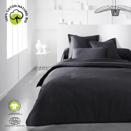 Taie d'oreiller - TODAY - 63 x 63 cm - Coton bio - Certifié oeko-Tex - Volant 5 cm