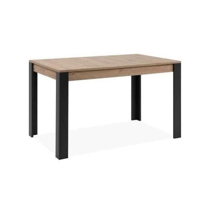 Table extensible - TOLOSA 80A - Décor chene artisan / Noir - Rectangulaire - 6 / 8 personnes - 100-150 x 75 x 80 cm