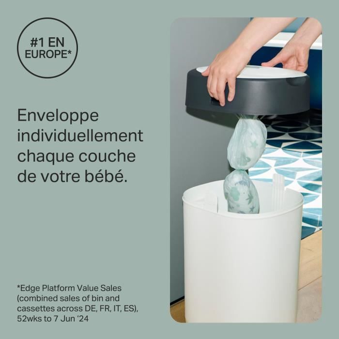 Tommee Tippee - Poubelles a couches - Twist & Click - Anti-Odeurs Anti-Germes - 1 cassette - Film multicouche antibactérien - Blanc