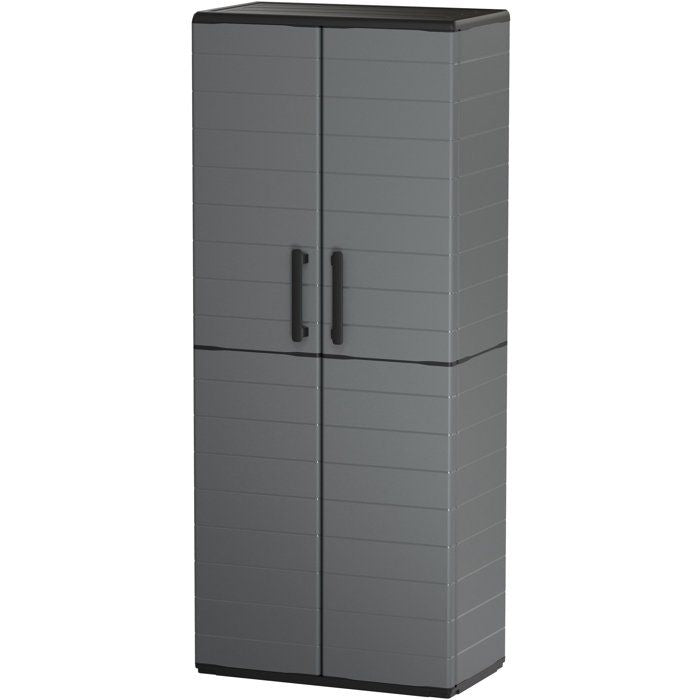 Armoire haute - TOOD - 2 portes + 3 étgageres en polypropylene - 68 x 37 x H.163 cm - Gris