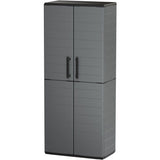 Armoire porte-balai - TOOD - 2 portes + 3 étgageres en polypropylene - 68 x 37 x H.163 cm - Gris