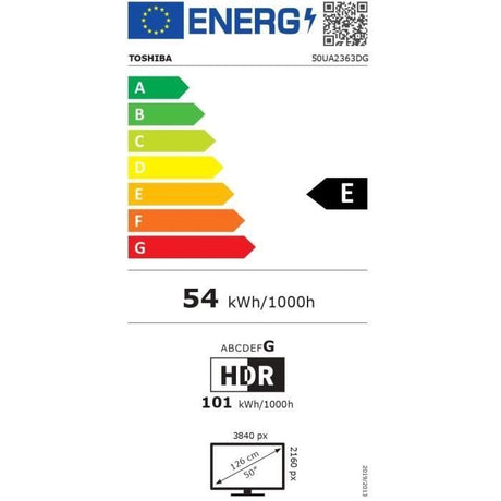 TOSHIBA 50UA2363DG - TV LED 50'' (126 cm) - 4K UHD 3840x2160 - Dolby Vision - TV connectée Android - 3xHDMI - WiFi
