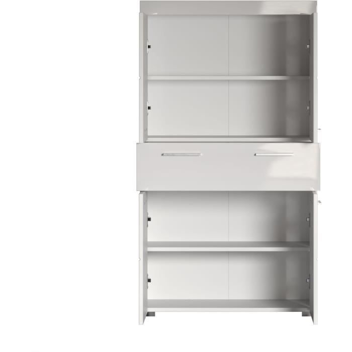 Meuble de salle de bain Colonne double - 4 portes + 1 tiroir - L73 x P31 x H130 cm - Blanc - AMANDA