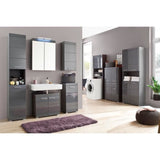 Meuble de salle de bain Rangement haut - 1 porte - Gris - L 37 x P 23 x H 77 cm - AMANDA
