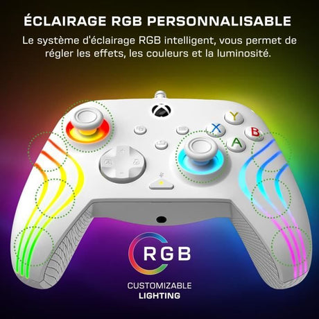 Manette de jeu - Xbox Series X|S, Xbox One et PC - Afterglow Wave - RGB - Filaire - Blanc- TURTLE BEACH