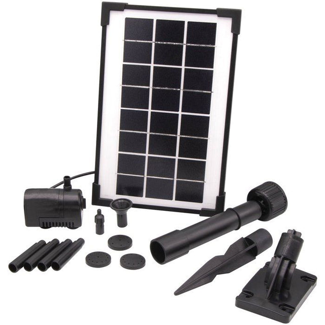 Pompe fontaine - UBBINK - SolarMax 250 - Débit 200 l/h - Panneau solaire 6V 160mA - Jets volcan & cloche