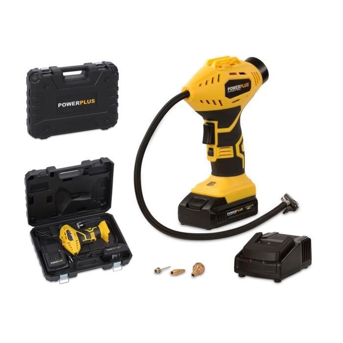 Compresseur/Gonfleur d'air portable sans fil 18V - POWERPLUS - Pompe ŕ air - Facile ŕ manipuler
