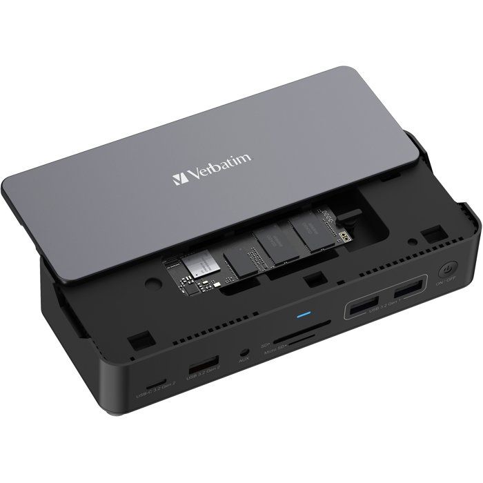 Station d'accueil portable USB-C 3.2 - VERBATIM - Pro CDS-15SSD - Avec SSD 256 Go inclus - Gris