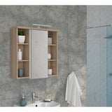 Miroir de salle de bain  - Porte - niches et éclairage - L68,6 x P20 x H68cm