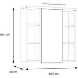 Miroir de salle de bain  - Porte - niches et éclairage - L68,6 x P20 x H68cm