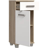 Meuble bas de salle de bain - L40,2 x P34,8 x H 90,8cm - Blanc et Chene - VERIS