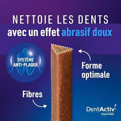 DentActiv - 7 Bâtonnets -  VETOCANIS - 7 Bâtonnets Hygične Bucco-Dentaire au Bśuf pour Chien 15kg+