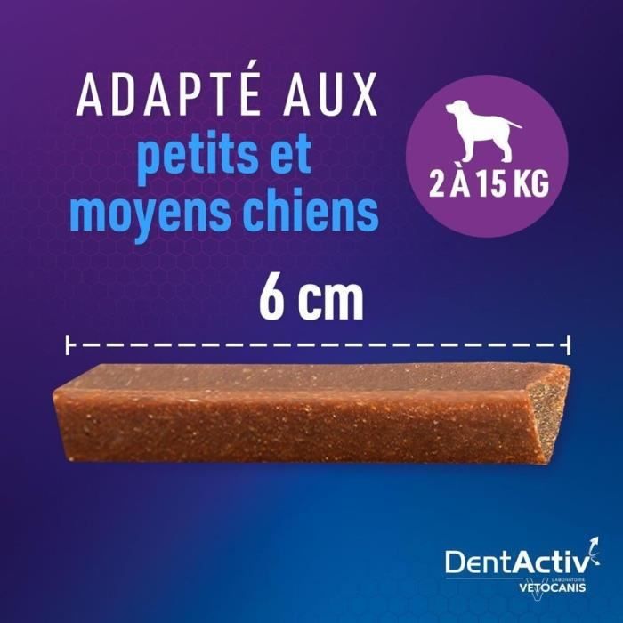 DentActiv - 12 Bâtonnets - VETOCANIS - 12 Mini Bâtonnets Hygiene Bucco-Dentaire au Boeuf pour Chien 2-15kg