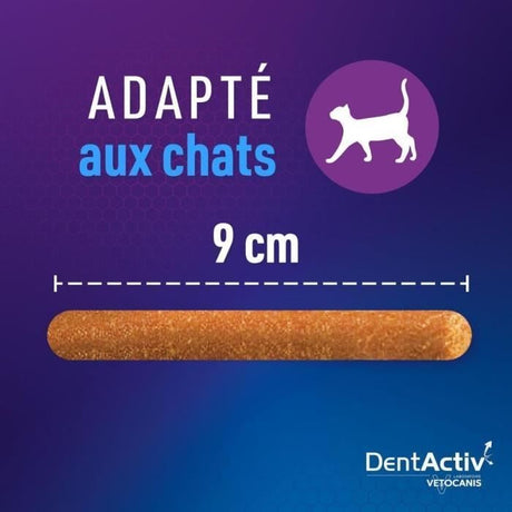 DentActiv - 10 Bâtonnets - VETOCANIS - Hygiene Bucco-Dentaire au Poulet pour Chat