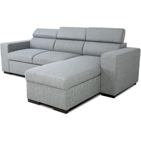 Canapé d'angle convertible reversible avec coffre - 4 personnes - VICOMTE - Tissu gris - 237 x 76/88 x 167 cm