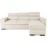 Canapé d'angle convertible réversible - 4 places - VICOMTE - Velours côtelé Beige - Coffre - 237 x 167 x 88 cm
