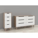 Chiffonnier VANKKA  4 Tiroirs - Décor chene et blanc - Style scandinave - L 45 x  P 42 x H 108 cm