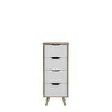Chiffonnier VANKKA  4 Tiroirs - Décor chene et blanc - Style scandinave - L 45 x  P 42 x H 108 cm