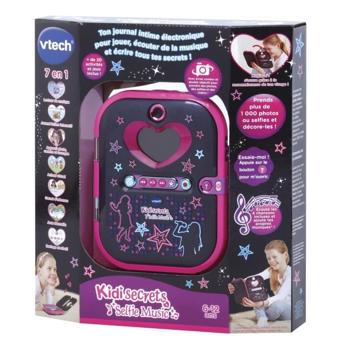 Agenda électronique VTECH Kidisecrets Selfie Music Noir avec lecteur MP3 pour filles de 6 a 12 ans