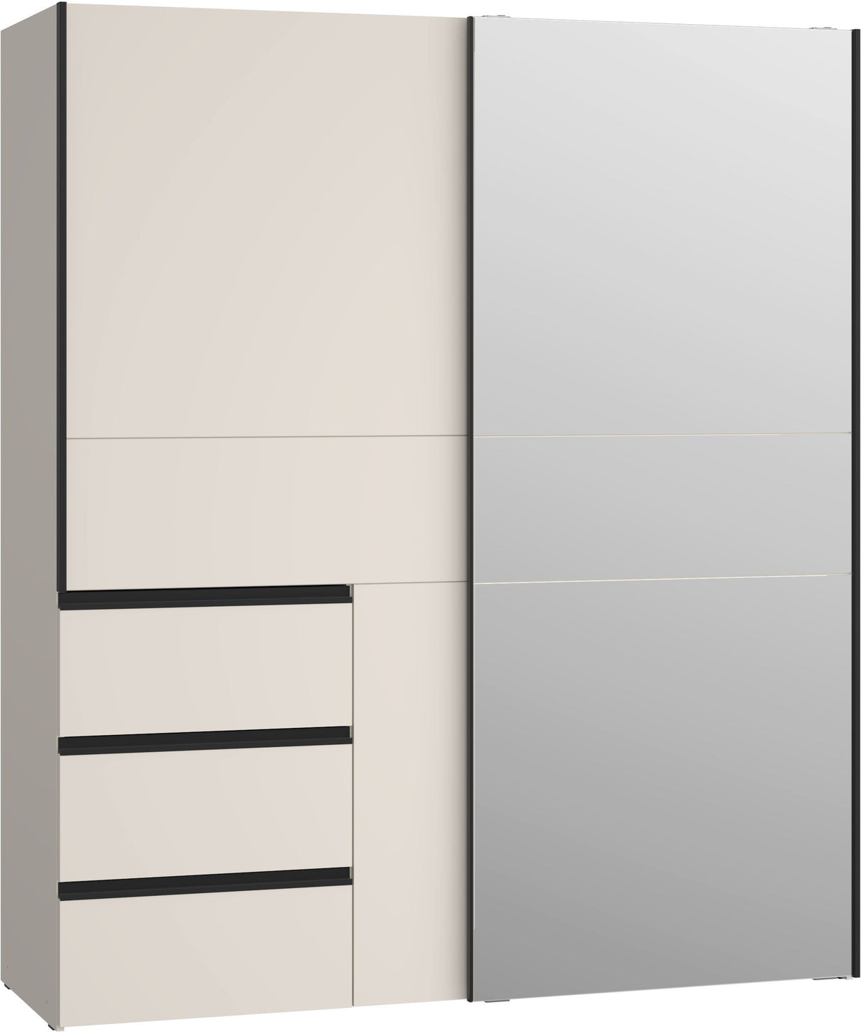 Armoire - 2 portes coulissantes 3 tiroirs - Décor Sable et miroir - L170,3 x P61,2 x H200,5 cm - WINN 2