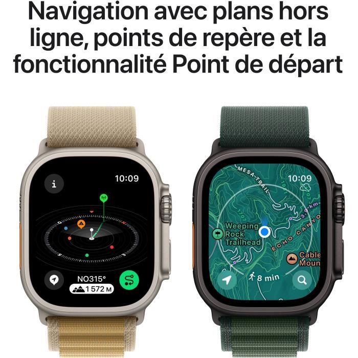 Apple Watch Ultra 2 GPS + Cellular - 49mm - Boîtier Natural Titanium - Bracelet Tan Alpine Loop - Large