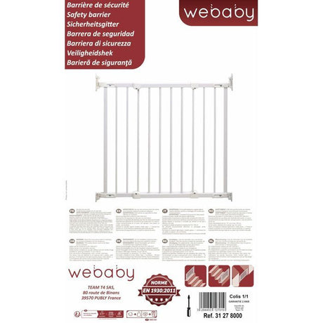 WEBABY - Barriere de sécurité bébé en acier Blanc 108 x 4 x 75 cm NONO  Blanc - Taille unique