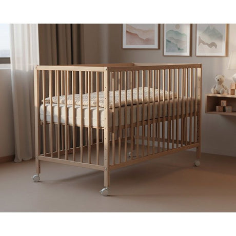 WEBABY - Lit bébé cododo en bois avec roulettes 60 x 120 LIO  Hetre Brut - Taille unique