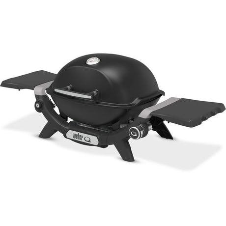 Barbecue a gaz - Weber - Q1200N - 2,94kW - 1 brűleur en acier inoxydable - Deux tablettes d'appoint - Fonte émaillée- Noir