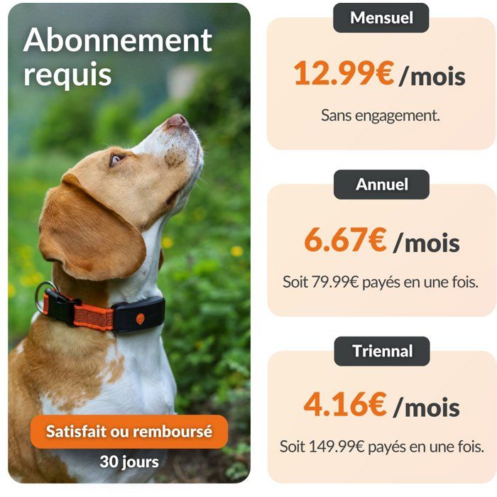 Traceur GPS pour chien sans collier - WEENECT - Chien XT - Antenne XL - Etanche - Fonctionne avec abonnement
